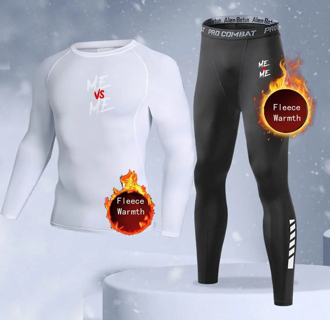Yoga Of Fitness - Findci メンズ スポーツ ランニング セット コンプレッションシャツ＋パンツ、体にフィットする長袖、速乾性、フィットネス、トレーニングウェア、ジム、ヨガウェア