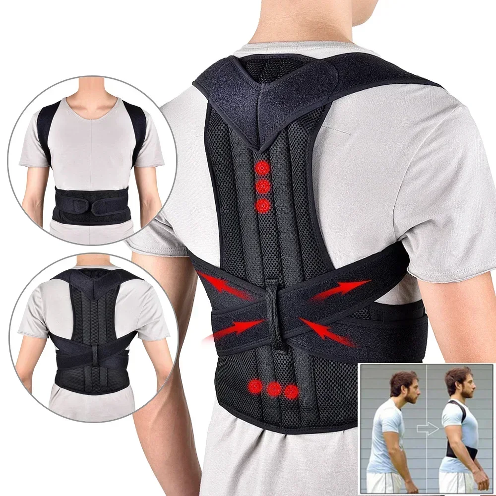 Posture Corrector Back - 調整可能な背中サポートベルト 姿勢矯正ベルト 女性＆男性用 腰椎サポート 肩サポート 側弯症改善用