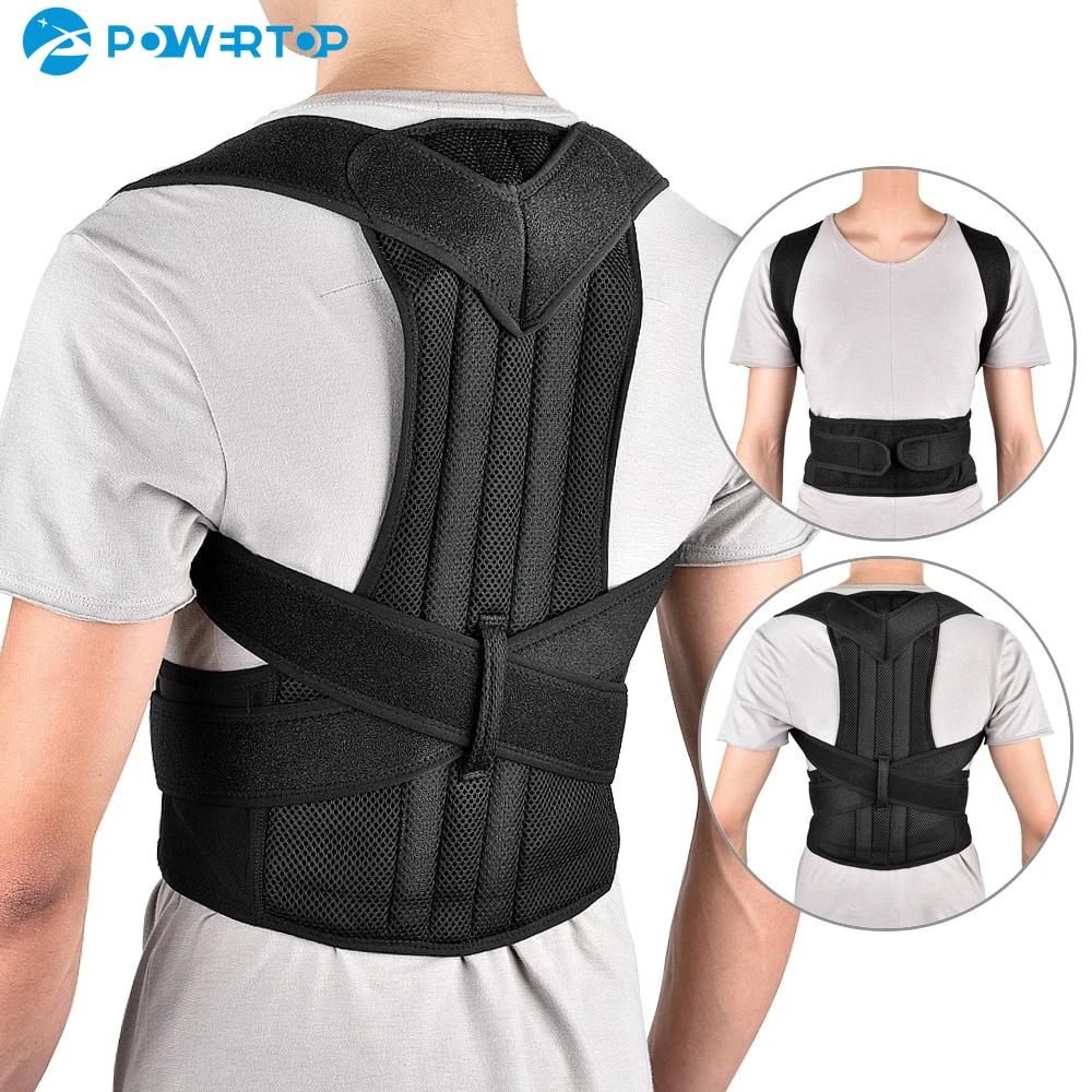 Posture Corrector Back - 強化ランバーコラム姿勢補正ベスト、調整可能なバックサポートストラップ、ショルダースパインブレース、ネックストレッチャートレーナー