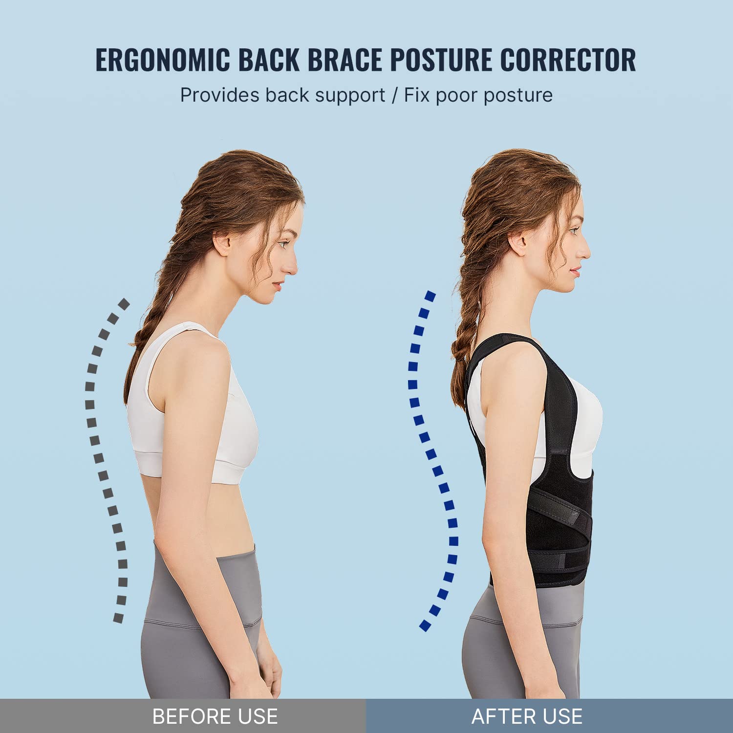 脊柱側弯症の姿勢矯正器、バックブレース、ストレートナー、後弯 - Posture Corrector Back のレビューと価格