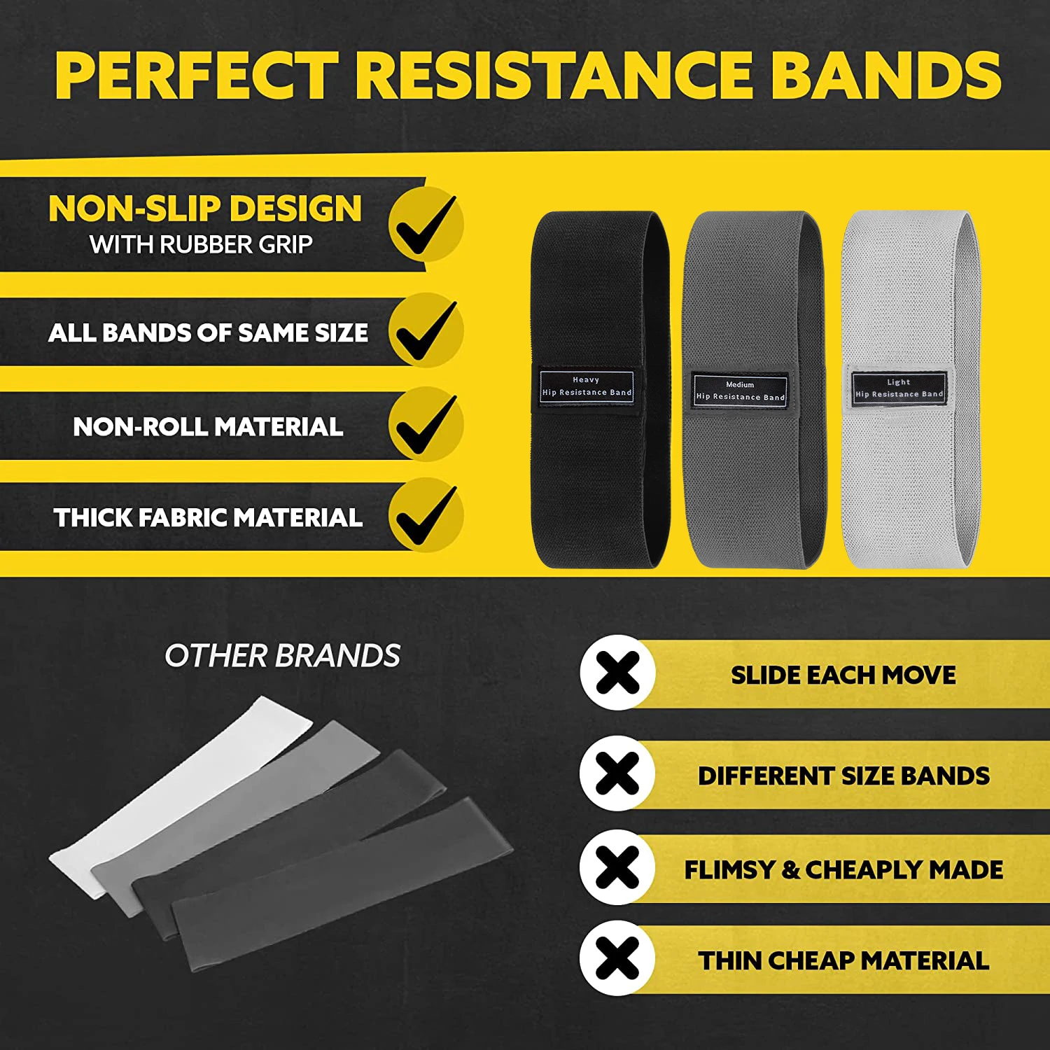 ファブリックレジスタンスヒップバンド、臀筋太もも用弾性ワーク - Yoga Fitness Resistance Band のレビューと価格